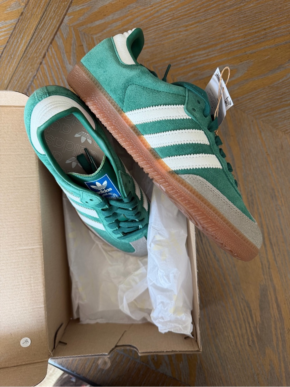 Adidas Samba OG Collegiate Green White Gum Sneakers Size 8 / Women’s 9 NWT - Picture 5 of 7